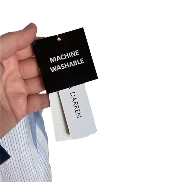 Studio I White And Blue Stripes Short Sleeve V-Neck Dress, Size 14, NWT - Picture 5 of 7